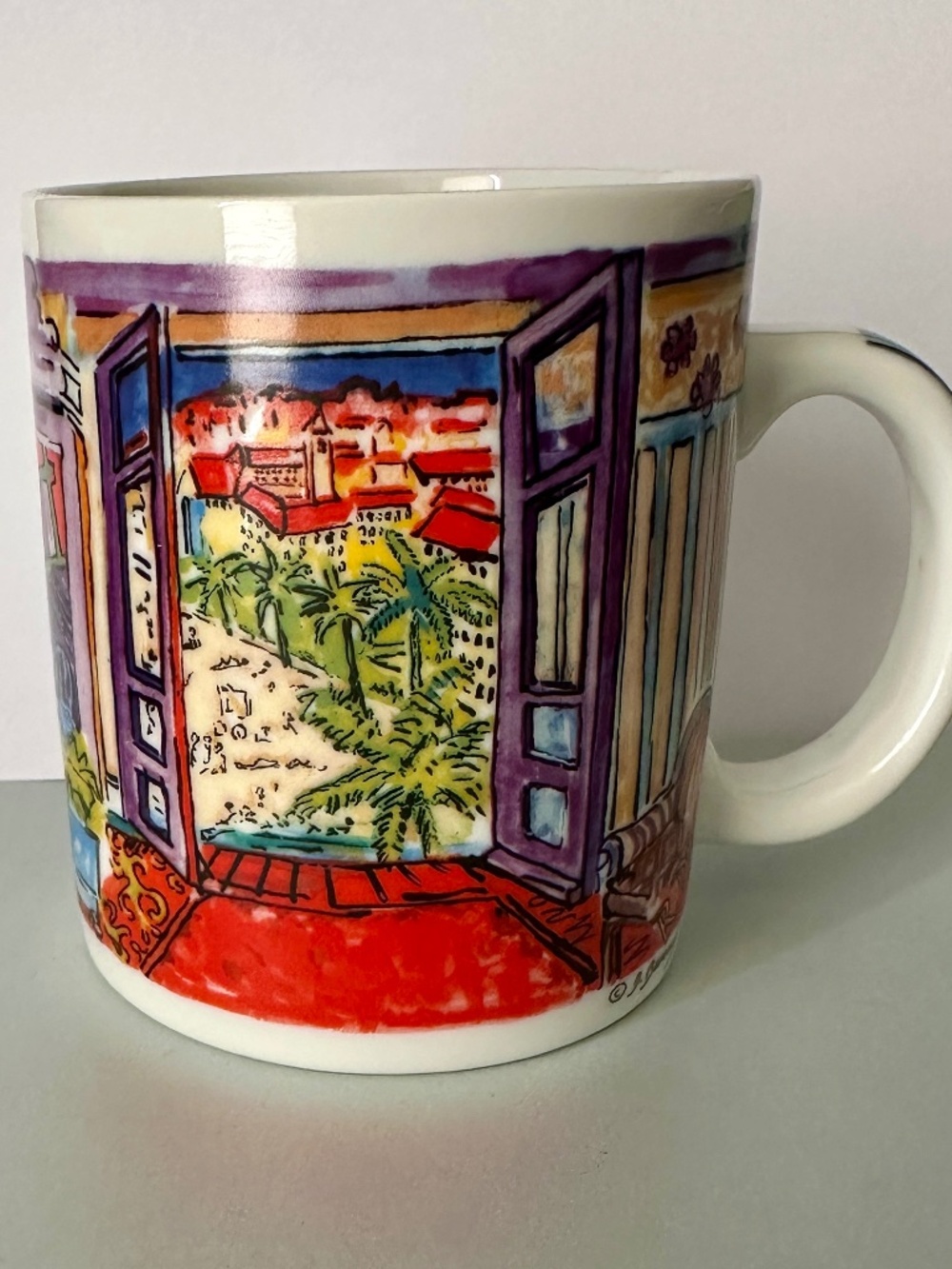 Vintage Chaleur Masters Collection Raoul Dufy Riviera Balcony Art Mug D. Burrows